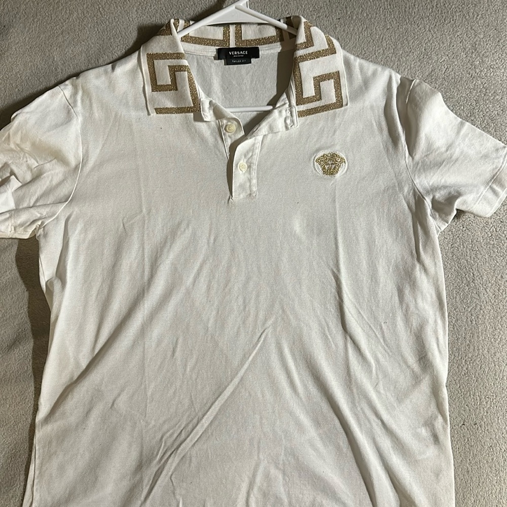White Versace Greca Polo Shirt